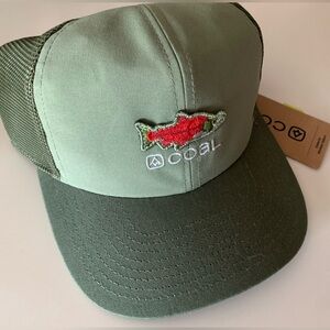 Coal Kids Green Trucker Hat with Red Fish Logo NEW